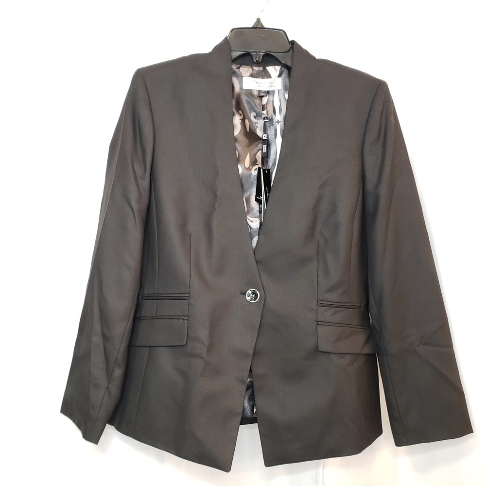 Tahari Arthur Levine Women Black Suit Blazer Jacket Smart Casual Career Size 12